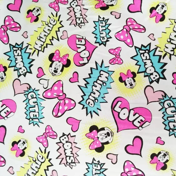 145 см ширина Минни милые банты печати белый хлопок ткань для девочек одежда постельных принадлежностей домашний текстиль наволочки DIY-BK645