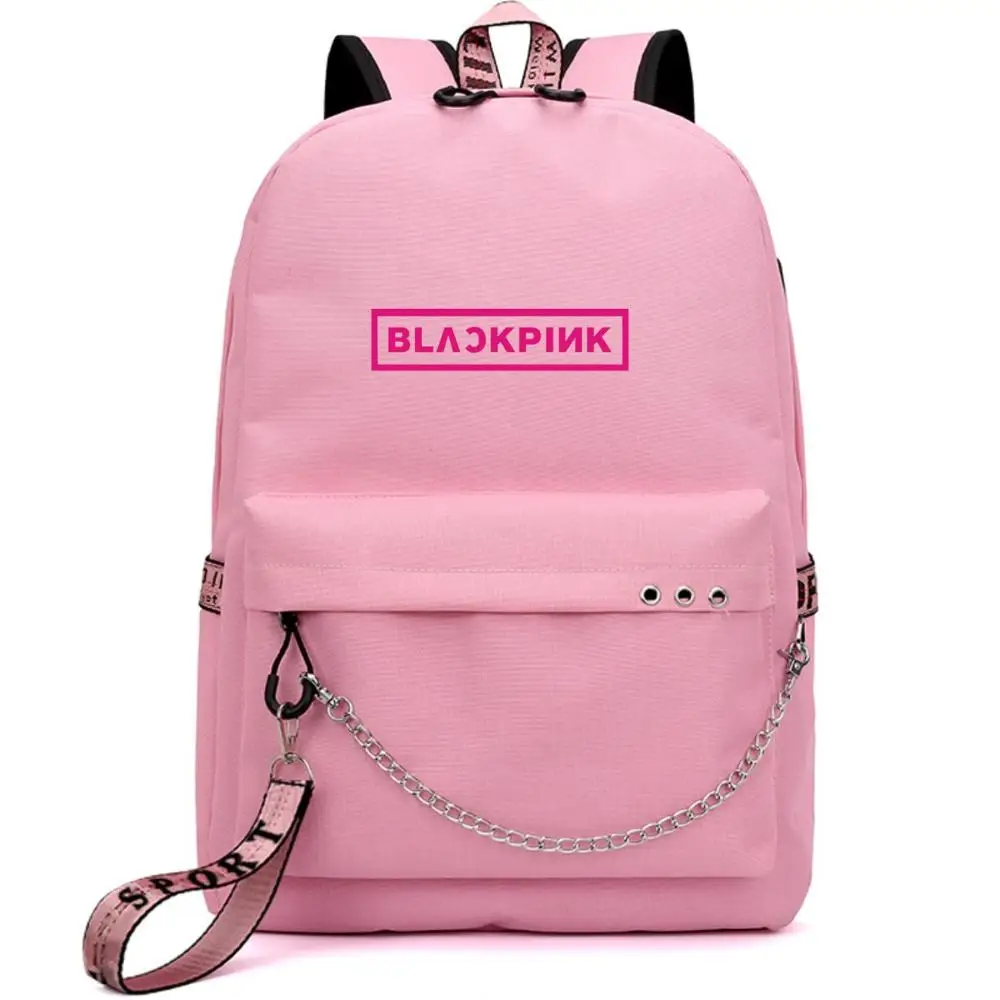 Love BlackPink Rose Lisa Fans USB Рюкзак Школьная Сумка Черный Розовый Mochila дорожные сумки рюкзак с цепочкой для ноутбука USB порт для наушников - Цвет: Style 20