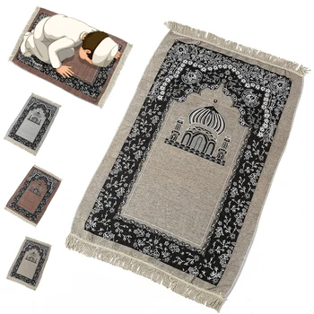 

Turkish Islamic Muslim Chenille Fabric Prayer Rugs Vintage Floral Ramadan Eid Present Decorative Carpet with Tassels Trim