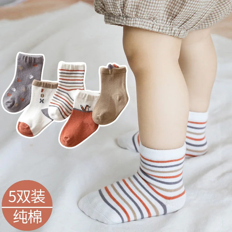 

Baby Socks Children Spring And Autumn Cotton Newborn Infant Winter BOY'S Girls'socks Tube 1-3-Year-Old 5 CHILDREN'S Cotton Socks