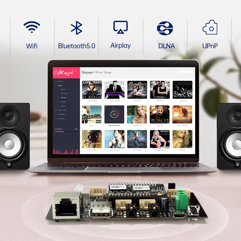 Модуль аудиоресивера WB03 с Wi Fi и Bluetooth 5 0 аналоговая Выходная плата I2S радио DLNA Spotify