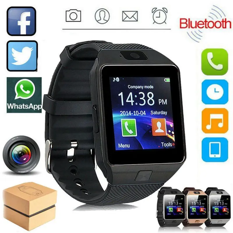 Bluetooth Смарт часы Поддержка GSM SIM TF карты телефонный звонок Smartwatch с HD камерой