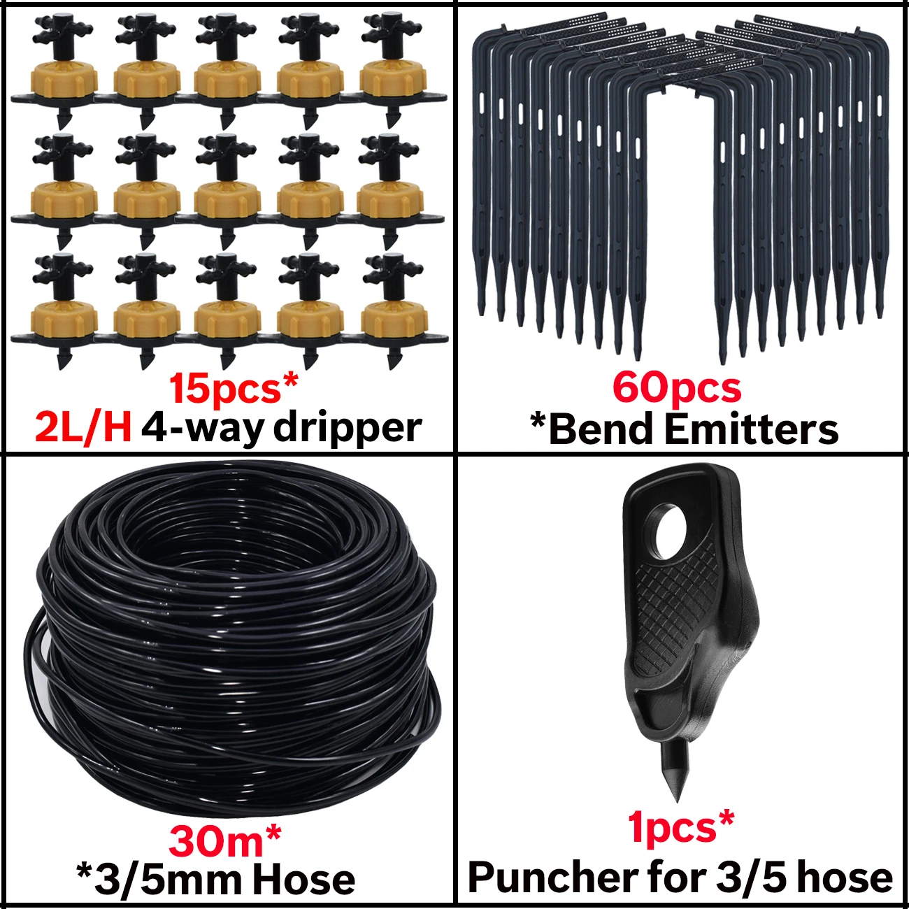 Lot De 60 Goutteurs à Pression Compensée 0,5 GPH - Débit Stable 2L/h, Anti-UV, Pour Tuyau 6,35 Mm - Irrigation Jardin, Pots, Serres, Vergers
