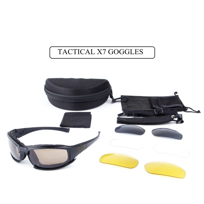 Outdoors X7 Polarized PC Glasses Hunting Goggles 4 Lens Shooting Hiking Sunglasses Men Windproof Eyewear UV400 polarized sports glasses polarized glasses uv protection glasses shooting glasses polarized goggles