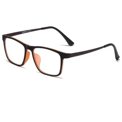 YIMARUILI Ultra-Light Pure Titanium Men's Square Fashion Glasses Frames (Black Brown)