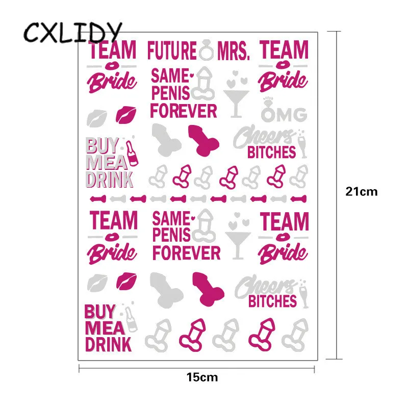 Team Bride Bridal Bachelor Party Wedding Hot Stamping Water Transfer Tattoo Stickers aa044 (6)