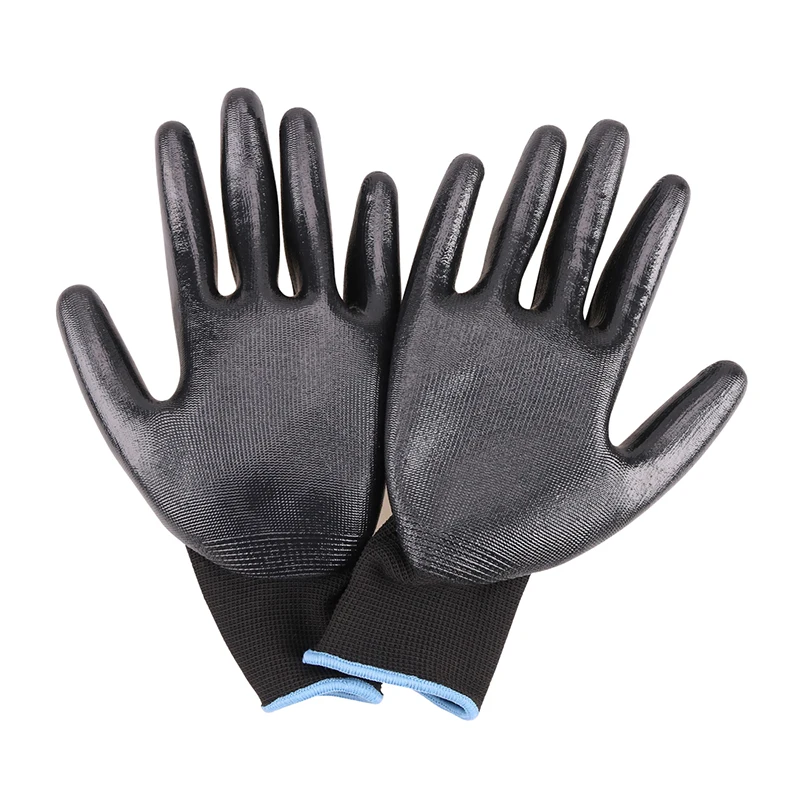 Черные перчатки GMG черные, красные, белые, Полиэстеровые, черные, серые, нитриловые, гладкие, с покрытием, безопасные рабочие перчатки, механические, ручные перчатки для работы