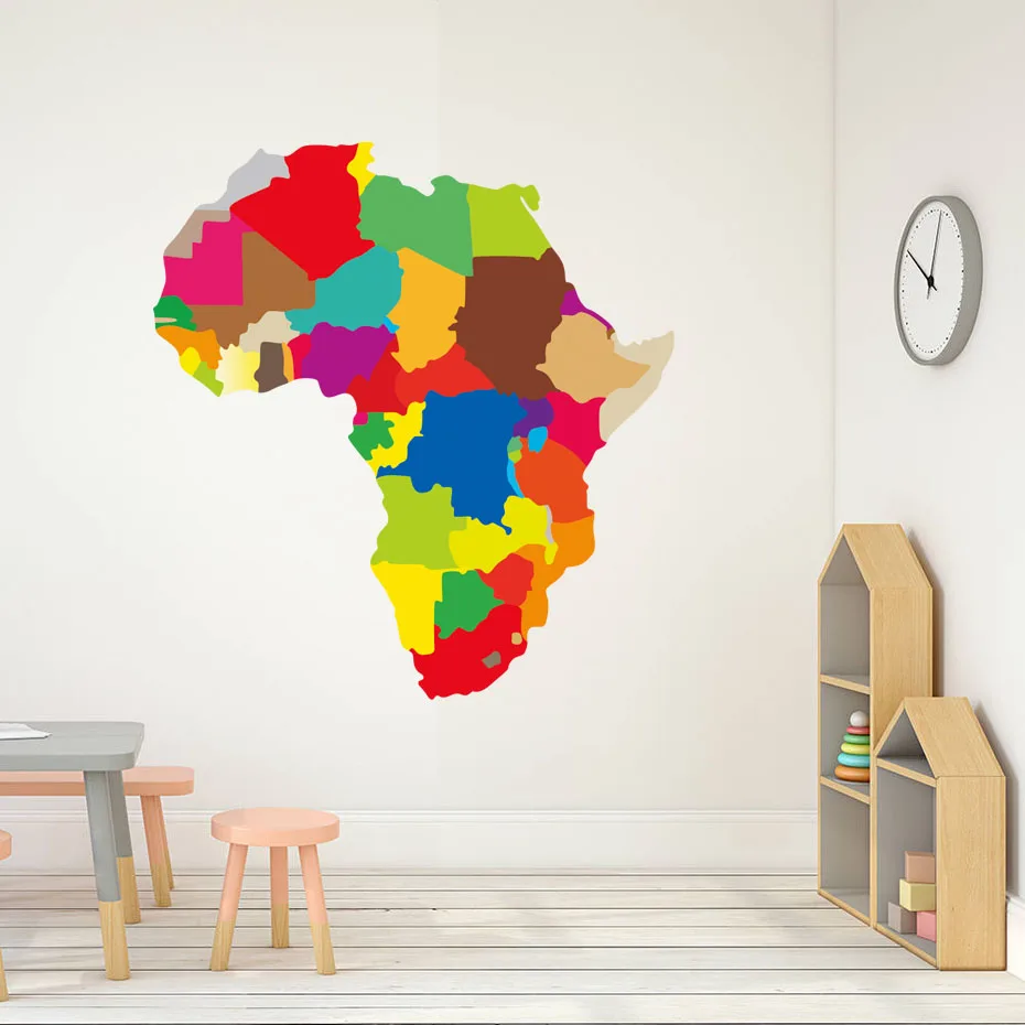 Африканские карты настенные наклейки животных сафари слон жираф красное солнце наклейки для детей комнаты офиса украшения дома DIY художественные фрески