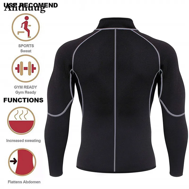 Aiithuug Slim Sets Sauna Suit for Men Sweat Jacket Long Sleeve Workout Sauna Shirts Zipper Neoprene Gym Slimming Top Body Shaper body shaper sweat sauna suit