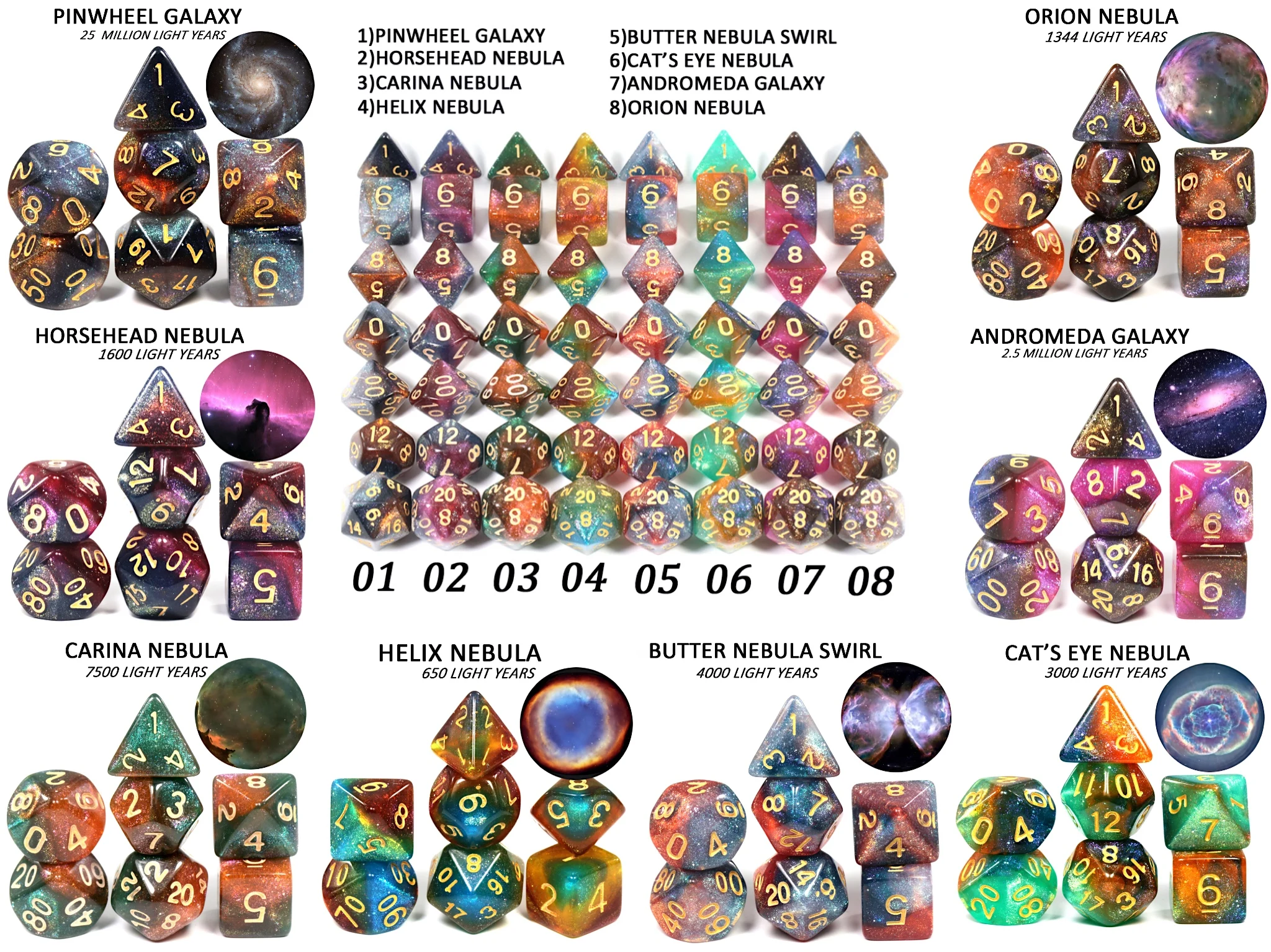 Cosmic Galaxy Concept Dice 7 шт. с сумкой/коробкой для ролевых игр аксессуары стола 8 тем
