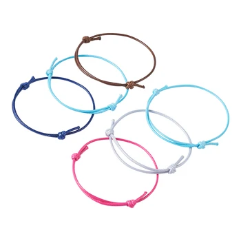 50 개/몫 Unisex 짠 한국어 왁스 칠 된 폴리 에스터 코드 팔찌 수제 가변 스레드 로프 팔찌 선물 여성 남성을위한