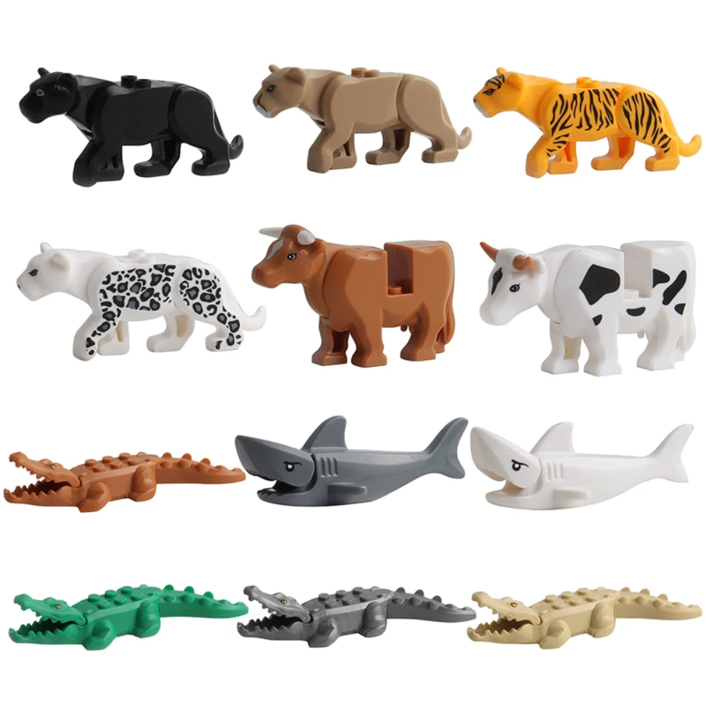 

Animal Series Children's Educational Science Teaching Animal Building Blocks Toys Crocodile Tiger Model Figures For Kids Gifts