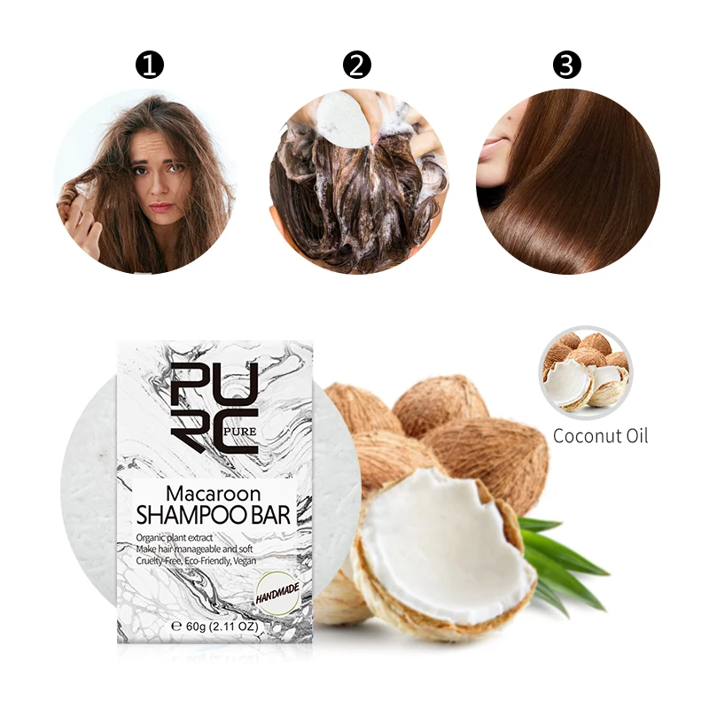 Макарун Шампунь Бар для мягких волос Сделать волосы управляемым шампунь мыло с кокосовым маслом Уход за волосами