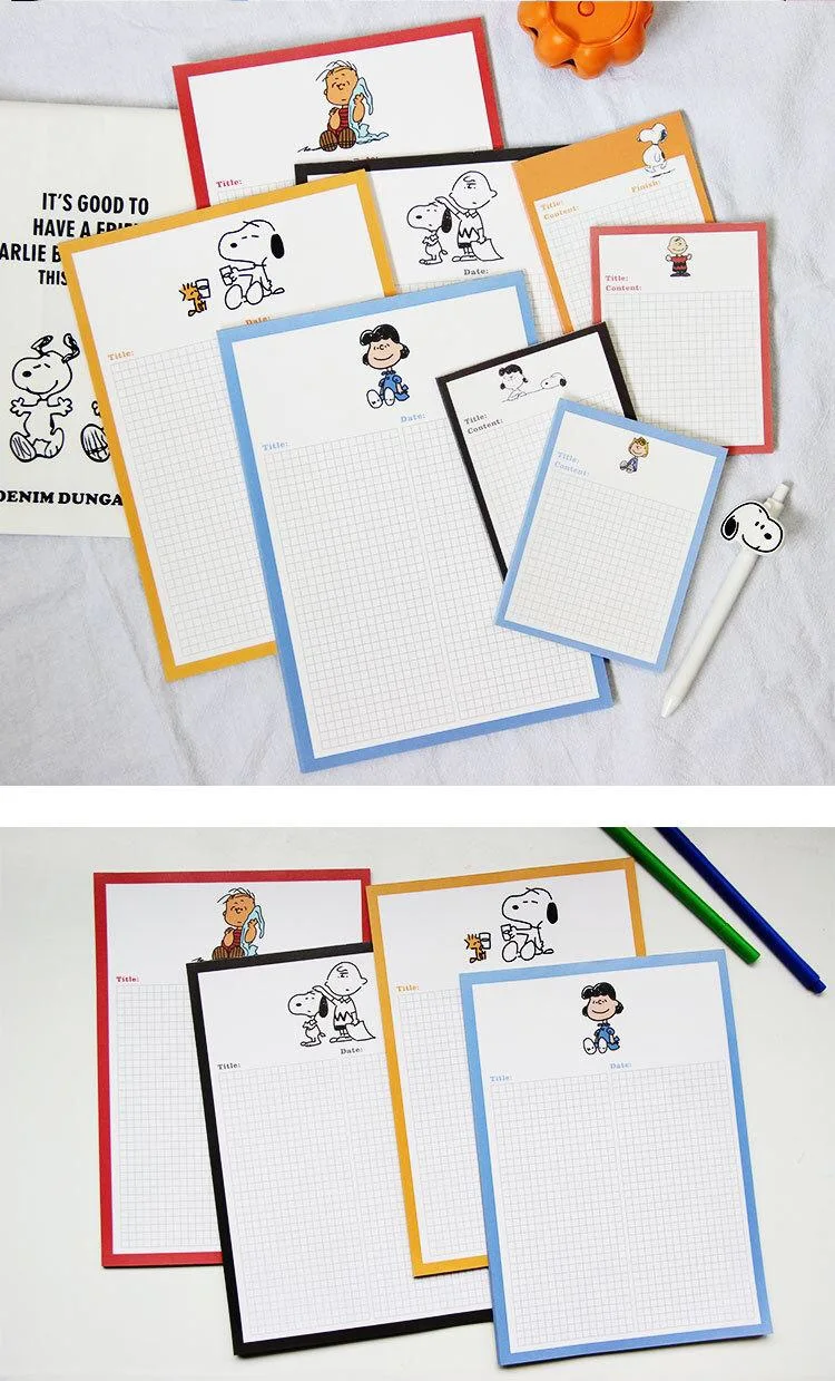 Два размера Peanuts Rogue Dog Charlie Cartoon Kawaii grid memo pad Note Pad Блокнот бумага книга сообщений школа планирования офис