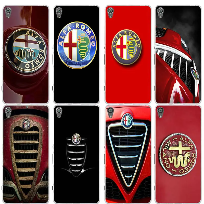 Суперавтомобильные мягкие тонкие чехлы с логотипом Alfa Romeo из ТПУ силикона для Sony