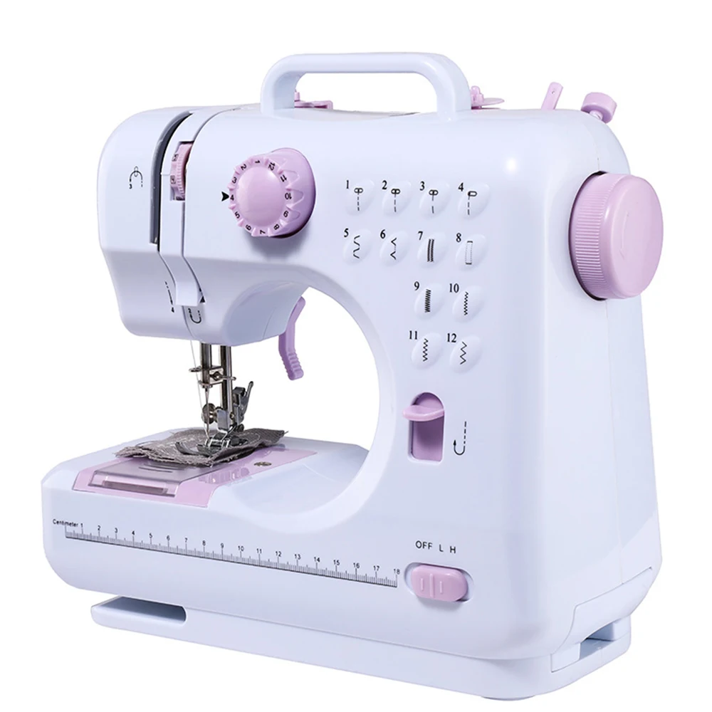 Mini Sewing Machine Portable Household Sewing Machine with 12 Stitch Patterns 2 Speed with UK Plug 