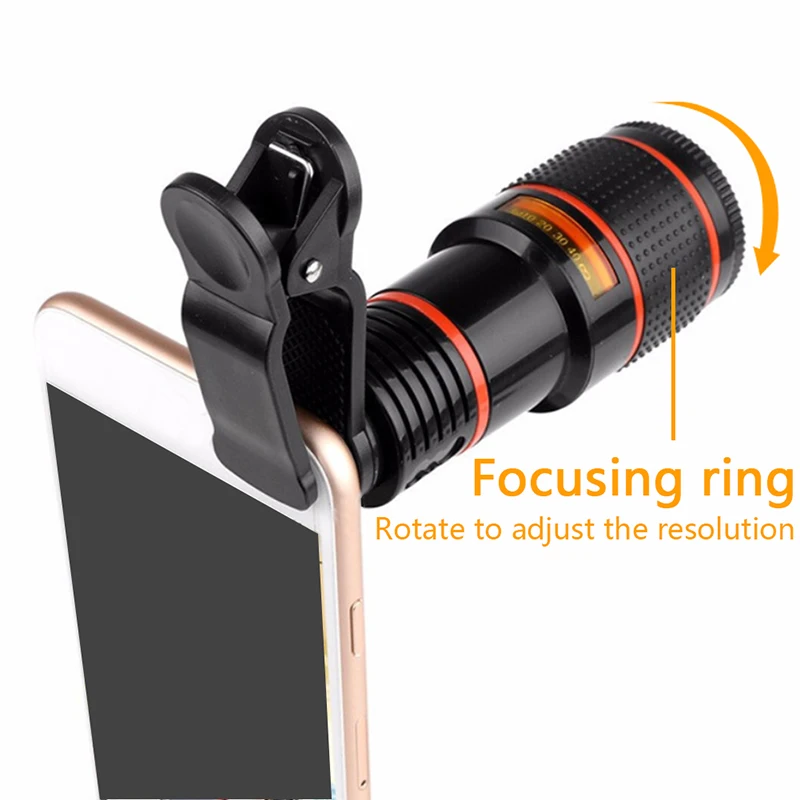

Universal 8x Zoom HD Smartphone Optical Telescope with Clip Fixed Mount Holder 12x Mobile Phones External Camera Lens
