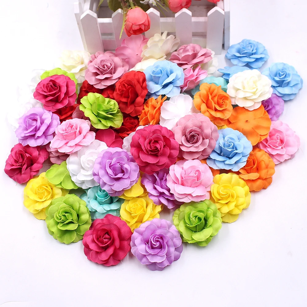 10pcs/Lot 4.5CM Mini Silk Rose Artificial Flower Head Fake Flowers for Wedding Party Decor DIY Scrapbook Wreath Box Gift Craft | Дом и сад