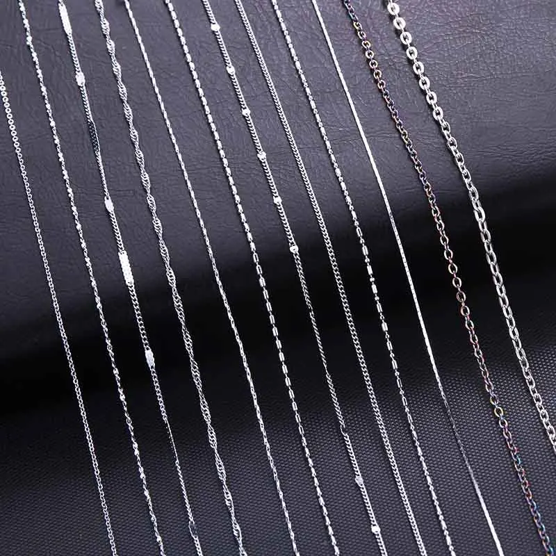 10 Style Sterling Chain Necklace 2 Style Stainless Steel Chain With Lobster Clasps Fine Chain Men Women Accessories