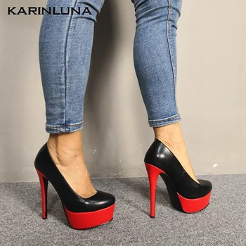 

Karinluna New fashion 2020 Plus Size 47 Super High Heels Summer Pumps Woman Shoes Platform Party Shoes Women Pumps Female