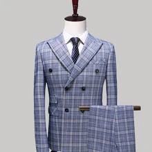 Британский клетчатый мужской костюм серый из двух частей мужской деловой костюм высокое качество новая деловая офисная одежда