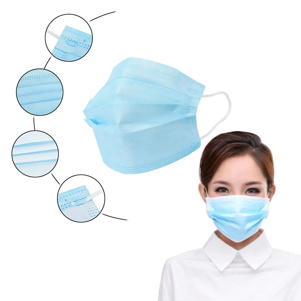 

5Pcs Profession Mask 3-Ply PM2.5 Nonwoven Disposable Elastic Mouth Soft Breathable Face Mask