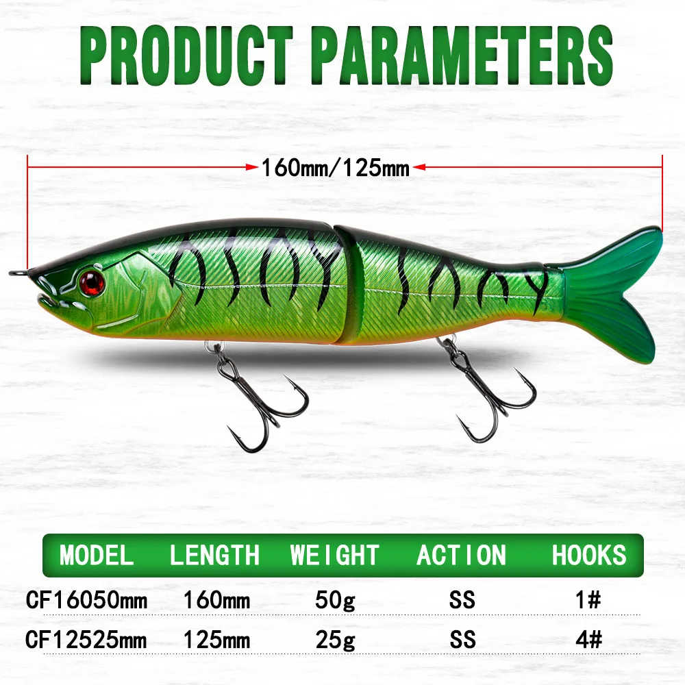 slow sinking swimbait jointed bait jerk bait  160mm 50g  S-waver ABS plastic artificial CF lure Segment