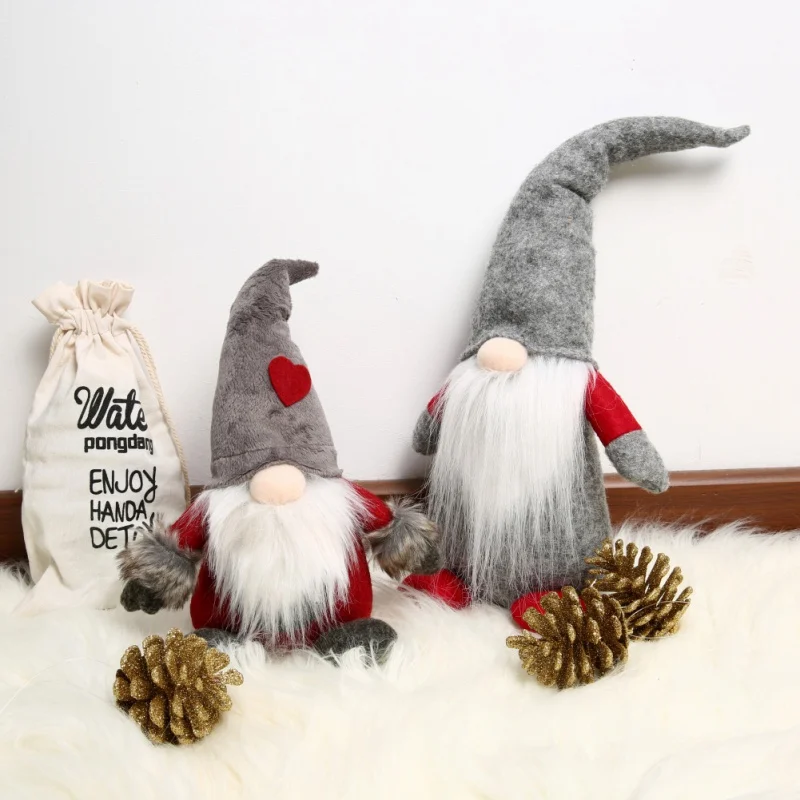 Кукла-эльф с рождественским декором Санта-гном, подарок на год, белый и серый цвета