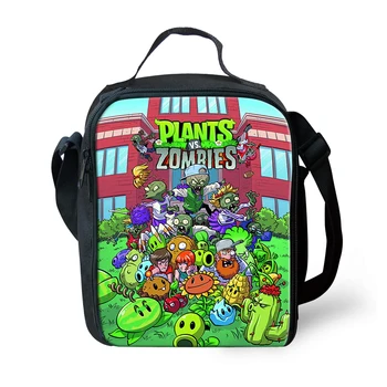 

HaoYun Kids Insulated Lunch Bag Cartoon Plants Pattern Water-proof Lunch Box Hot Zombies Game Design Picnic Snacks Container