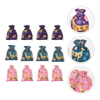 

12pcs Christmas Drawstring Bags Gift Storage Pouches Candy Bags (Assorted Color)