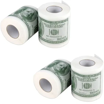

Money Toilet Paper Rolls Bathroom Tissue Novelty 100 Dollar Bills Currency Toilet Tissue Paper - Pack of 4