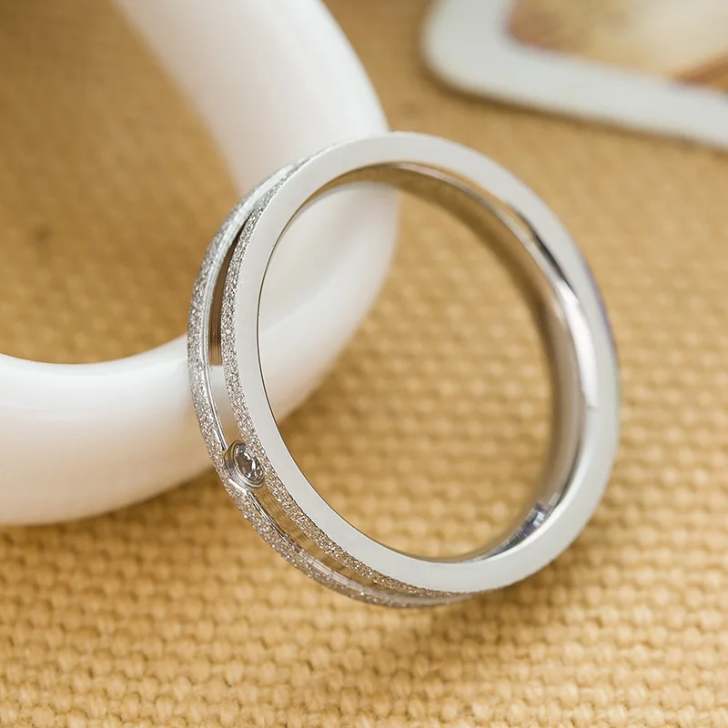 Valentines Gift Rose Gold-Color Stainless Steel 4mm Fine Pave Setting Cubic Zircon Wedding Rings Size 6-9 wedding rings finger rings fashion rings zircon rings fashion ring crystal rings stainless steel rings metal rings stone rings gold rings