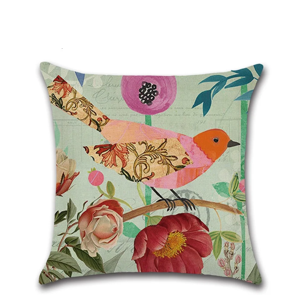 1pcs Hand Painted Lovely Bird Flower Pattern Cushion Cover Throw Pillow Cover Nordic Room Decoration For Home Car Sofa Couch Cushion Cover Aliexpress