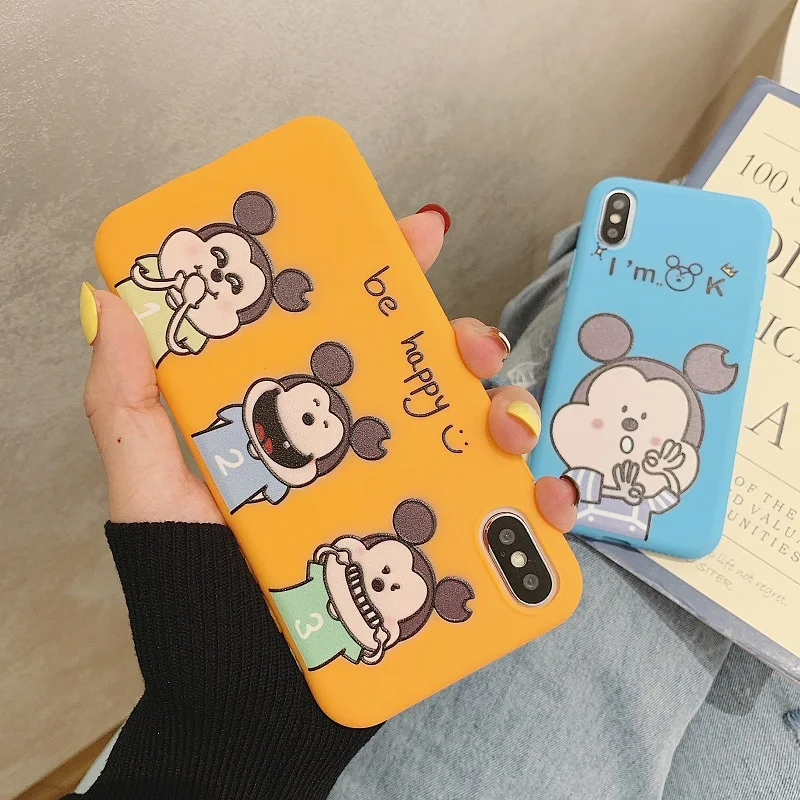 Забавный чехол для телефона с Микки iPhone 7 8 Plus силиконовый из ТПУ X XR XS Max 6 6S мягкие