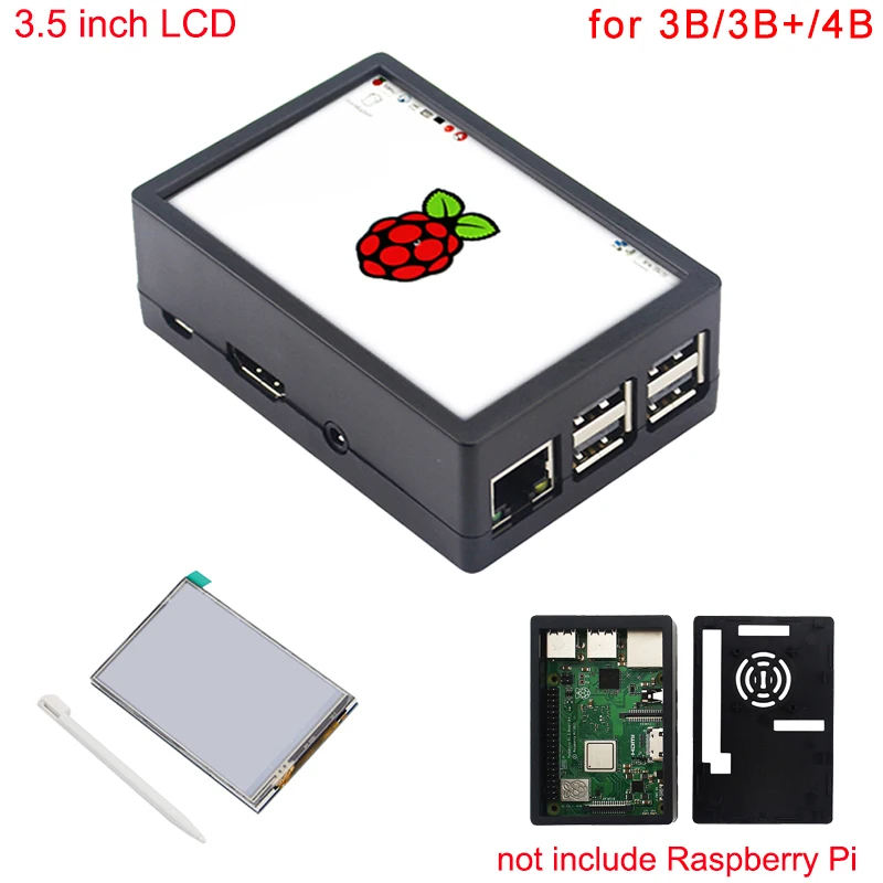 Дешево 3,5 дюймовый Raspberry Pi 3 Model B + сенсорный экран 480*320 ЖК дисплей + стилус + ABS чехол для Raspberry Pi 4 Модель B 3B + 3B