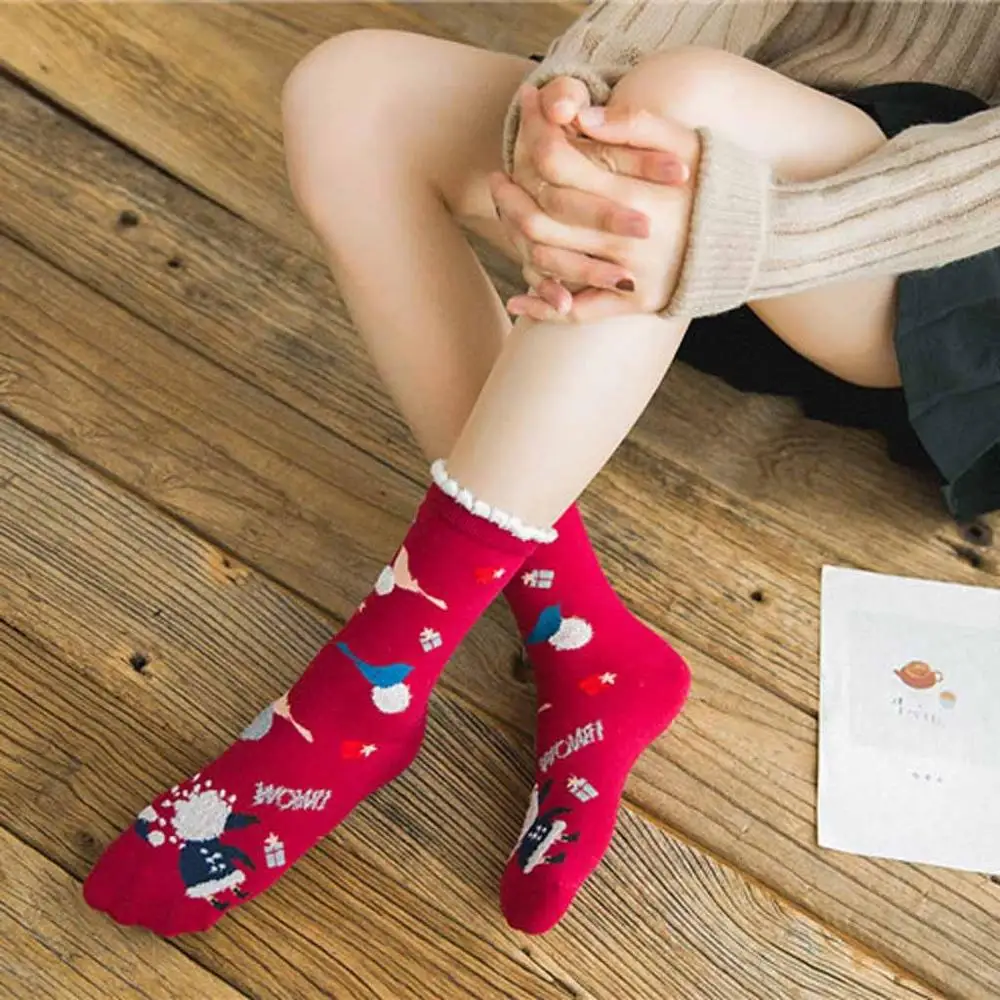 3 шт рождественские носки мужские и женские носки хлопковые повседневные забавные Женские носочки с пинтом chaussettes noel# TO25