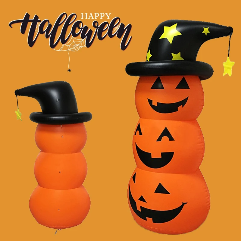 

1.35m Halloween Inflatable Pumpkin Spirit Ghost Witch Hat Inflatable Blow in Pumpkin Up DIY Halloween Inflatable Toy Pumpkin Dec