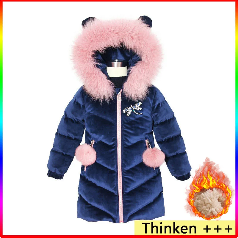 En Ligne 2019 nouveau enfants vers le bas veste d hiver pour les filles épaissir filles hiver manteau à capuche velours hiver filles vestes Outwear 3 12T