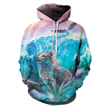 

Harajuku Sea Wave Wolf Eagle Aniaml 3d Hoodies Men/women Sweatshirt Winter Japanese Boyfriend Gift Pullovers Warm Hooded Clothes