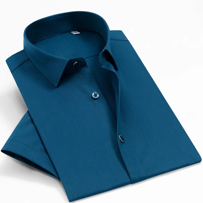 

2020 hot-selling mixed cotton men's shirt boutique short-sleeved solid color casual formal business shirt brand men's shirt's