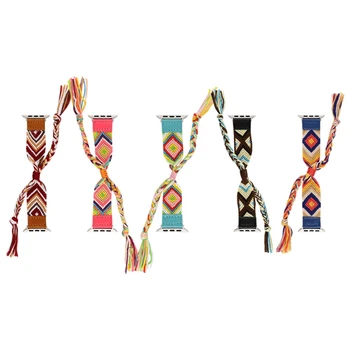 

Colorful Braided Rope Strap for Apple Watch 40mm 44mm 38mm 42mm Folk Style Adjustable Bracelet Band Watchband for iWatch 1 2 3 4