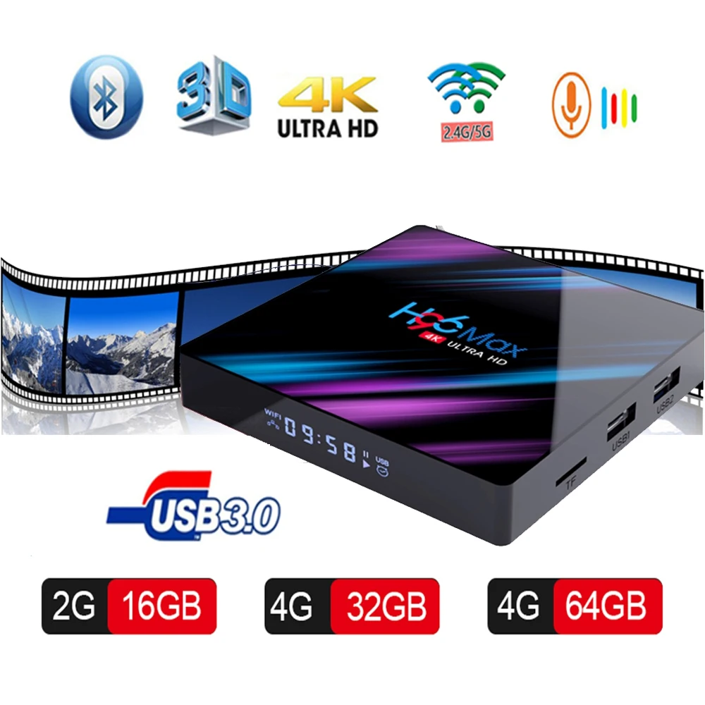 2020 H96 MAX RK3318 Смарт ТВ Box Android 9 0 4 Гб оперативной памяти 32 встроенной 64GB 4K Youtube Media player