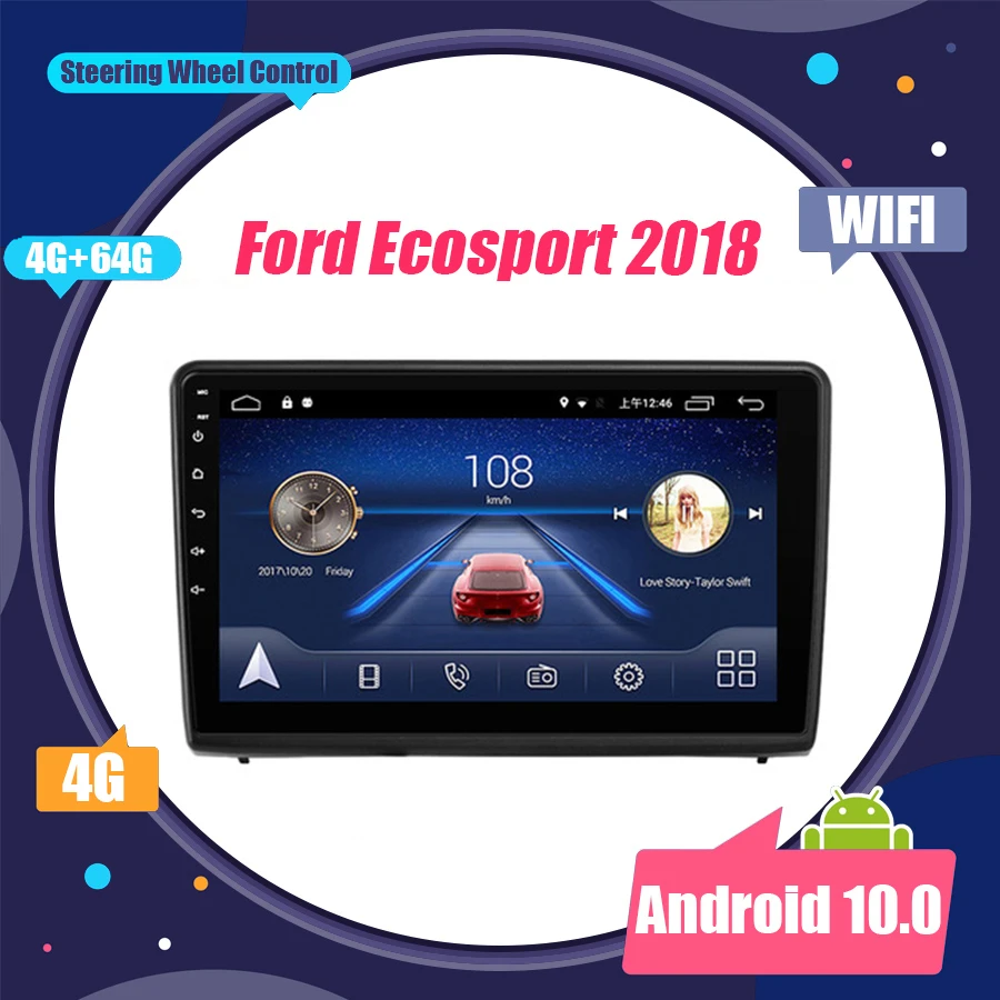 Супер тонкий сенсорный экран Android 10,0 GPS навигация для Ford Ecosport 2018 автомобильное радио стерео Мультимедиа Bluetooth Wifi головное устройство Супер тонкий сенсорный экран Android 10,0 GPS навигация для Ford Ecosport 2018 автомобильное радио стерео Мультимедиа Bluetooth Wifi головное устройство