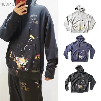 

2020 Autumn Winter Thick Manual Splash ink Gallery Dept Hoodie High Quality Streetwear Graffiti Gallery Dept Vintage Sweatshirts