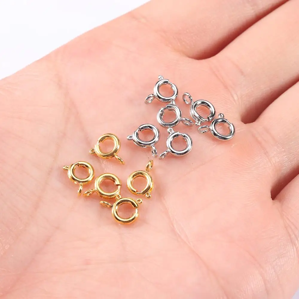 

30PCS 6mm 7mm Round spring Earring Necklace Connector buckle DIY Bracelet buckle Necklace repair button buckle