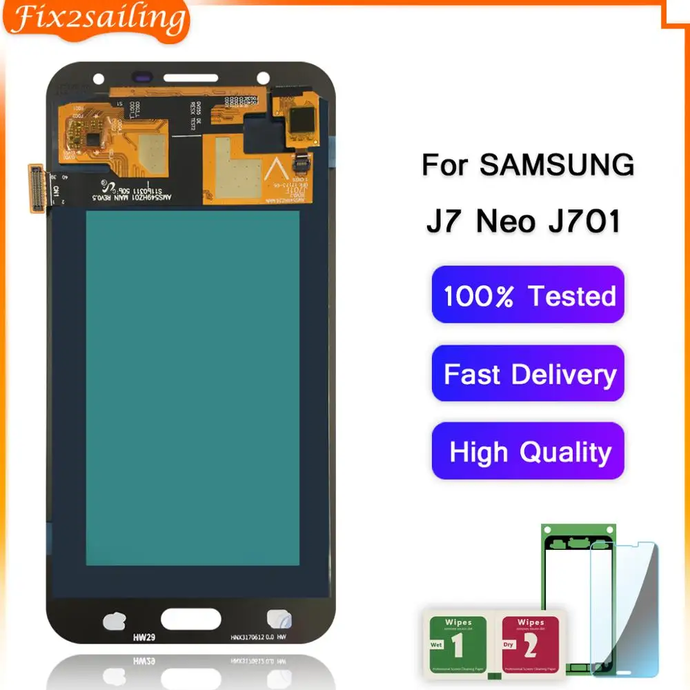 ЖК дисплей SUPER AMOLED для SAMSUNG Galaxy J7 J701 Neo J701F J701M J701MT сенсорный экран в сборе запасные