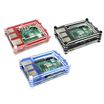 

9 Layer Acrylic Clear Box Red Black Blue Case Cover Shell for Raspberry Pi 4 Model B