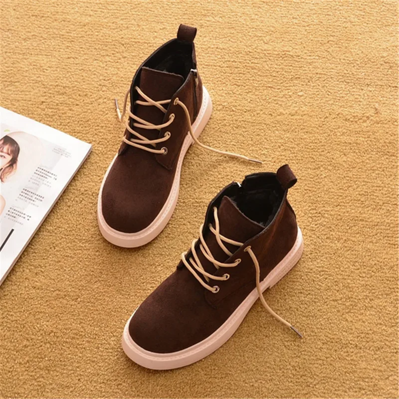 Fashion Leopard  Winter Brand Women Shoes Round Toe Lace-Up Ankle Boots Zipper Low-heel Casual Lady Flat Platform Boots Sneakers (8)