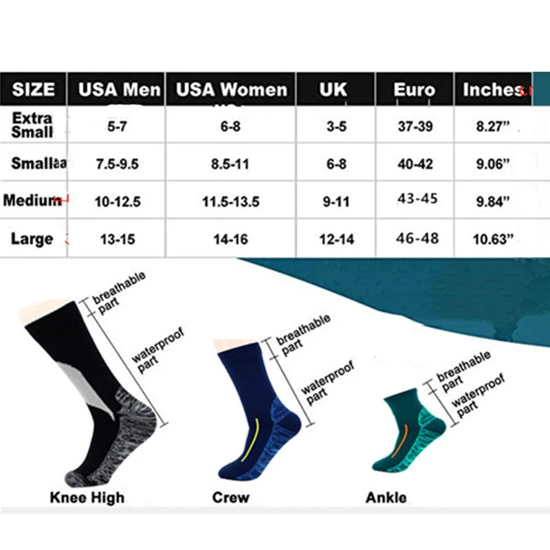 Waterproof and breathable socks for men and women hiking hunting hiking skiing fishing seamless outdoor sports waterproof socks