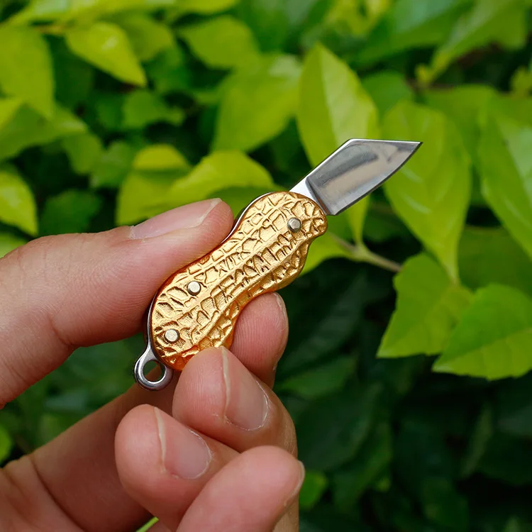 Color Peanut decor Multifunctional keychain mini gift knife outdoor folding knife creative fruit knife